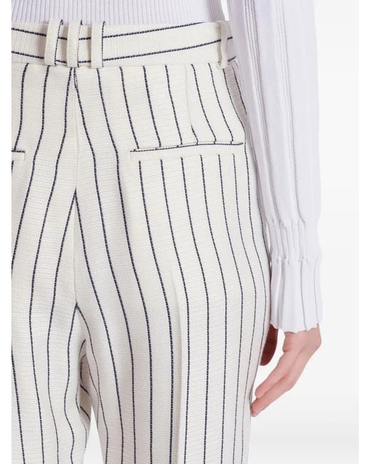Balmain White Pantalon Droit À Fines Rayures