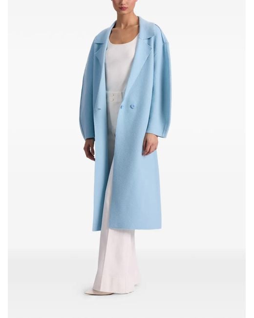 Alice + Olivia Blue Manteau Waverly Cocoon À Boutonnière Croisée