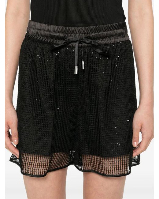 Peserico Black Sequin-Embellished Shorts
