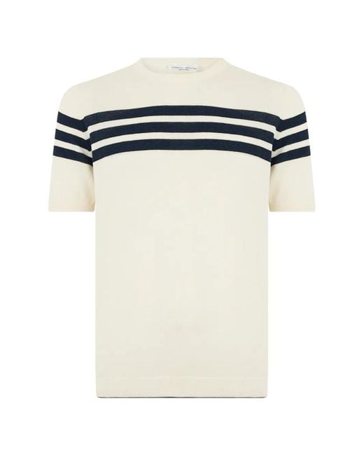 Roberto Collina White Stripe-Print Short-Sleeve Sweater for men