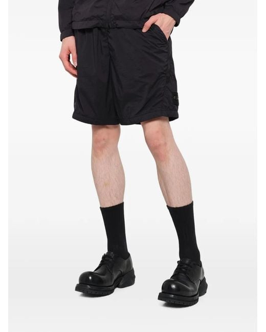 Stone Island Black Short À Patch Logo for men
