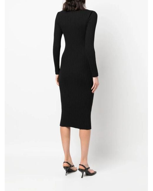 IRO Black Ribbed-Knit Midi Dress
