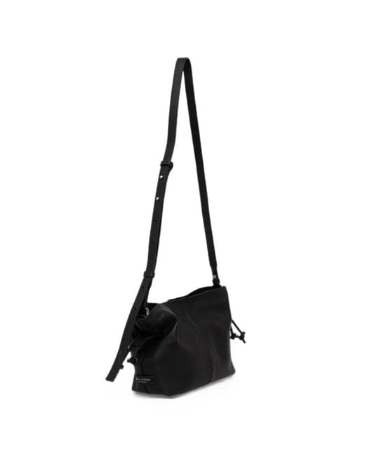 Marc O' Polo Black Small Simona Logo-Patch Drawstring-Side Cross Body Bag