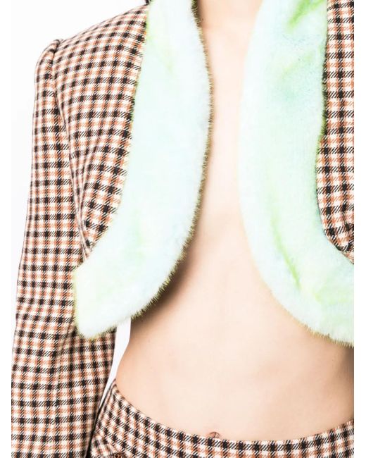 Area Black Cropped-Jacke Mit Faux Fur