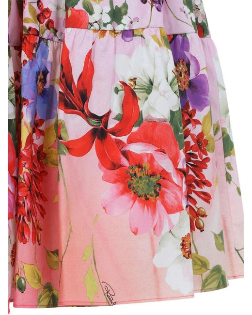Roberto Cavalli Floral-Print Tiered Skirt