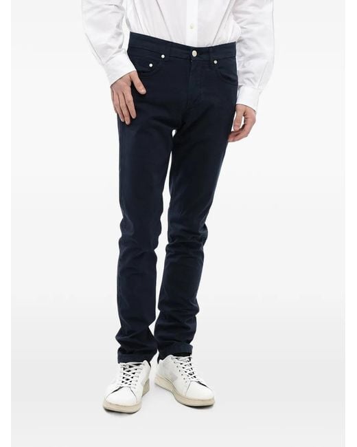 Corneliani Blue Suede-Patch Chino Trousers for men