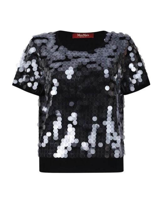 Max Mara スパンコール Tシャツ Black
