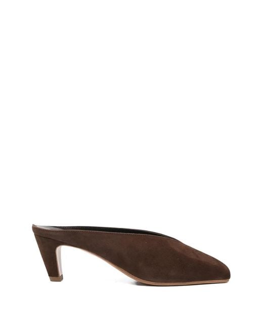 BIANCADI Brown Square-Toe Leather Sandals