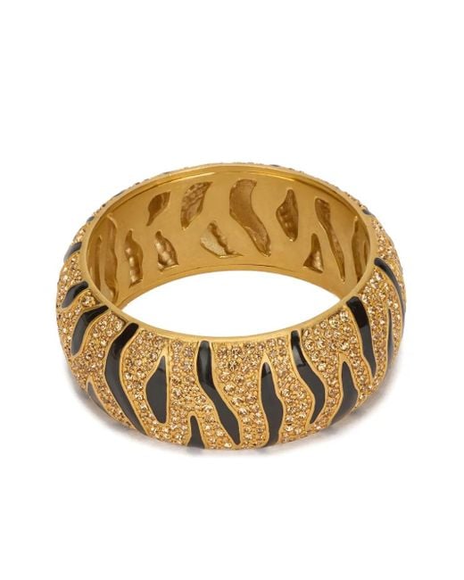 Pulsera a rayas con detalles de cristal Roberto Cavalli de color Metallic