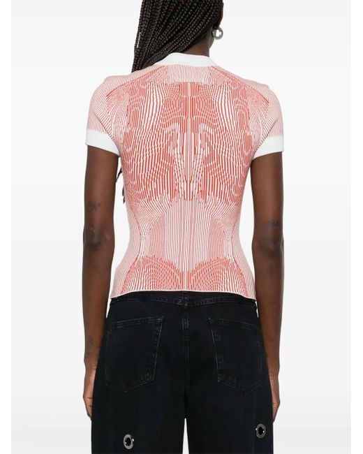 Jean Paul Gaultier Pink The Morphing Pinstripes T-Shirt