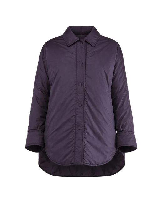 Liviana Conti Purple Buttoned Padded Coat