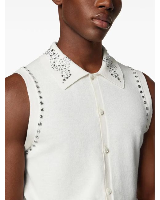 Chaleco Con Capucha Y Detalles Versace de hombre de color White