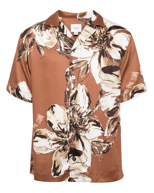 CHE Brown Hopper Floral-print Shirt for men