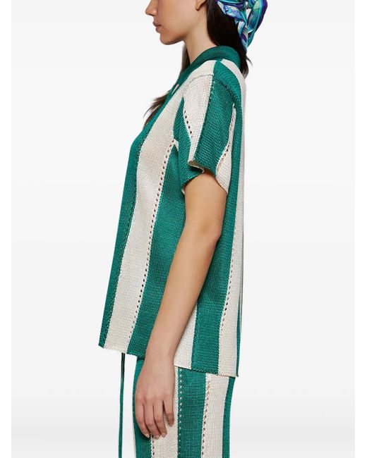 Calle Del Mar Green Striped Short-Sleeve Shirt