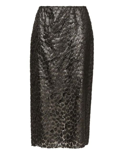 Fabiana Filippi Black Textured Rear-Vent Midi Skirt
