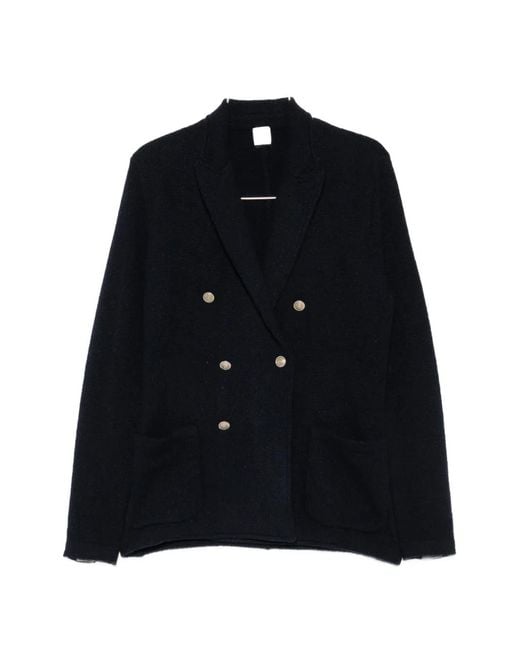 Eleventy Black Double-Breasted Knitted Jacket for men