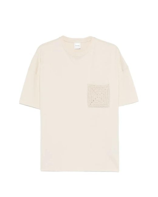 Nanushka White Wren Origami Crochet-Pocket T-Shirt