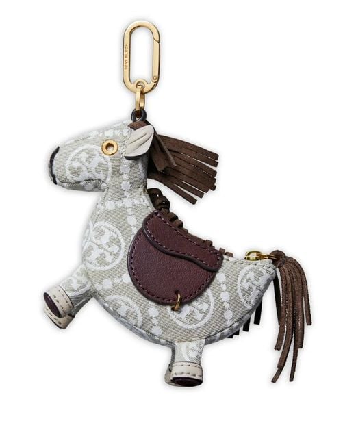 Tory Burch White Patterned-Horse Bag Charm