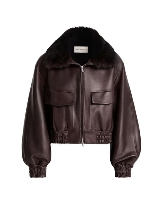 Nour Hammour Brown Ellery Leather Jacket