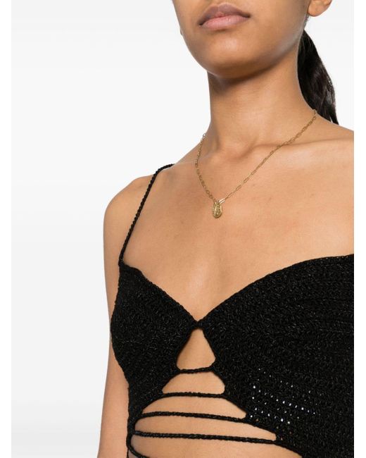 The Mannei Black Crochet Cropped Top