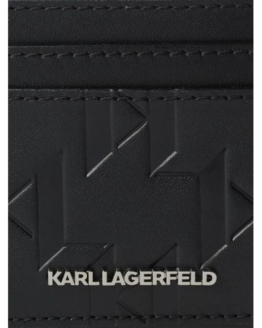 Karl Lagerfeld Black K/Loom Leather Card Holder for men