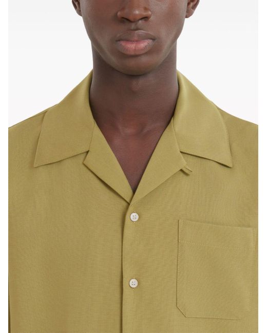 Marni Green Tropical Virgin Wool Shirt for men