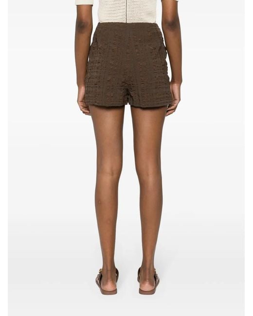 Nanushka Brown Layered Seersucker Shorts