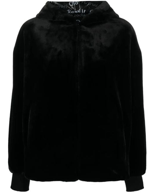 Emporio Armani Black Faux-fur Hooded Jacket