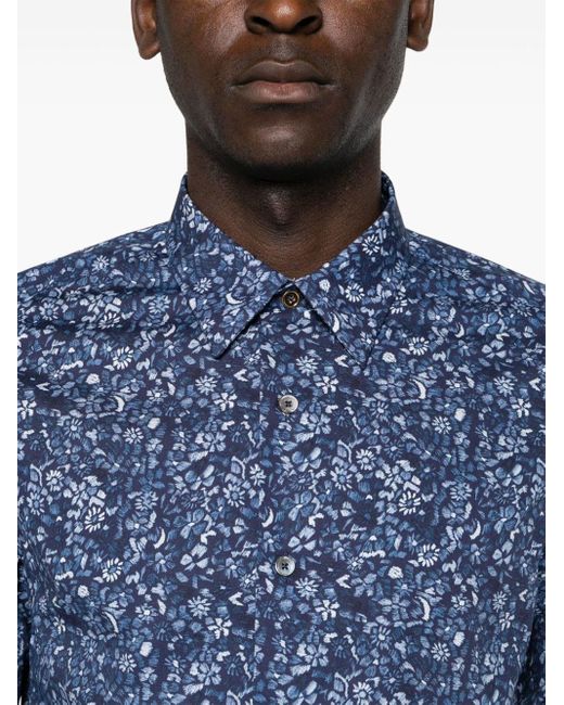 Paul Smith Hemd aus Bio-Baumwolle mit Print in Blue für Herren
