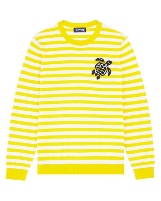 Vilebrequin Yellow Logo-embroidered Striped Sweatshirt for men