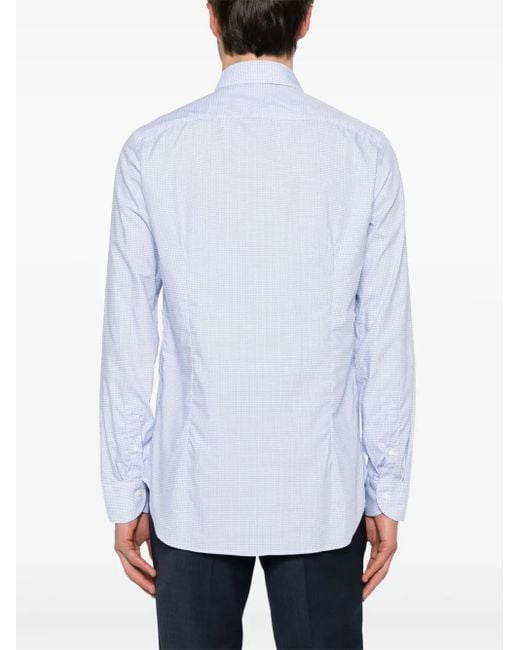 Chemise En Coton À Fines Rayures Canali pour homme en coloris White