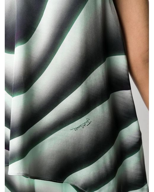 Just Cavalli Gray Wave Print Asymmetric Top