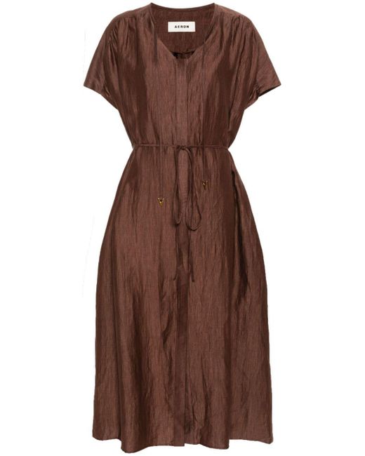Aeron Linda Midi-jurk Met Ceintuur in het Brown