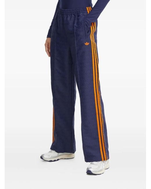 Adidas Blue Stripe-Detail Patterned Trousers