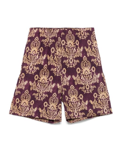 Amaranto Red Cotton Bermuda Shorts for men
