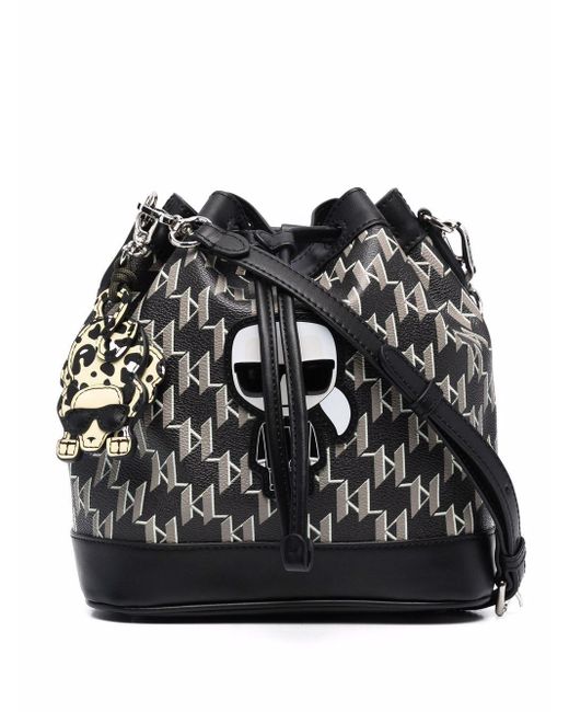 Karl Lagerfeld K/ikonik Monogram Bucket Bag in Black Lyst
