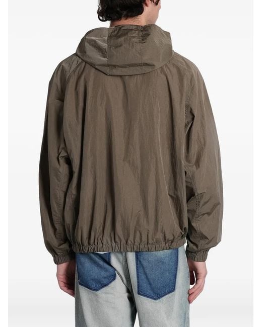 Attachment Brown Asymmetric-Zip Hooded Jacket for men