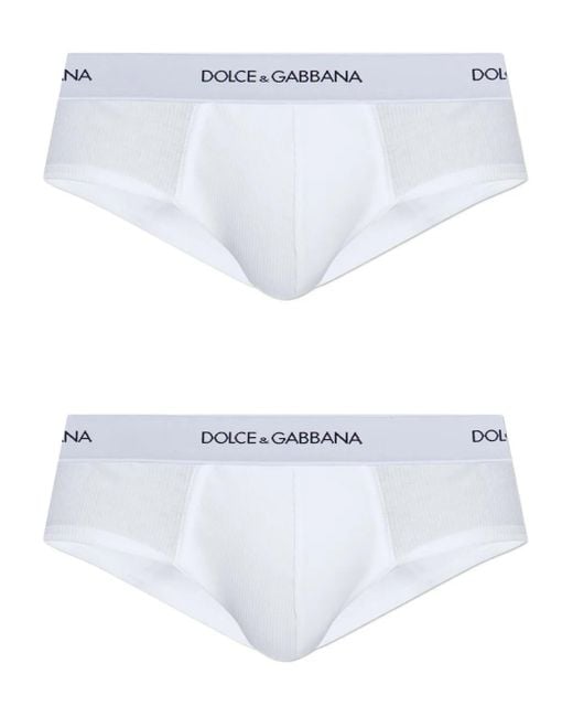 Dolce & Gabbana Set Aus Zwei Slips Mit Logo-Bund in White für Herren