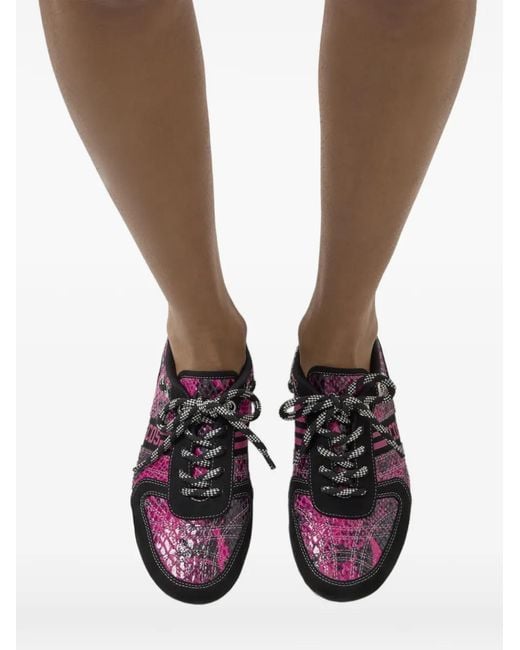 Gcds Purple Snakeskin-Print Sneakers
