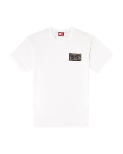 DIESEL White T-Norm-T3 Graphic-Patch T-Shirt for men