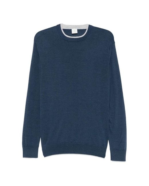 Eleventy Blue Contrast-Trim Sweater for men
