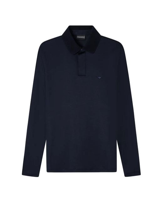 Emporio Armani Blue Long-Sleeve Polo Shirt for men
