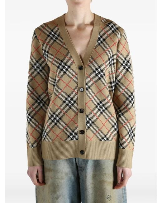 Burberry Natural Check-Pattern Cardigan