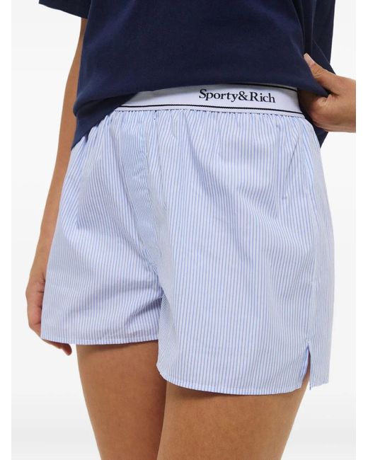 Sporty & Rich White Logo-Detailing Striped Boxer Shorts
