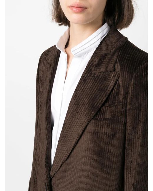 Peserico Black Tailored Corduroy Single-Brested Blazer