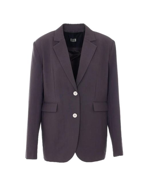ELEH Blue V-Neck Frontal-Pocket Blazer