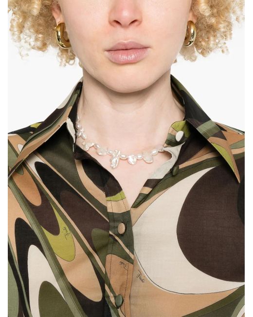 Emilio Pucci Green Onde Print Cotton Shirt