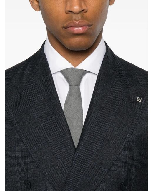 Tagliatore Blue Double-Breasted Check Suit for men
