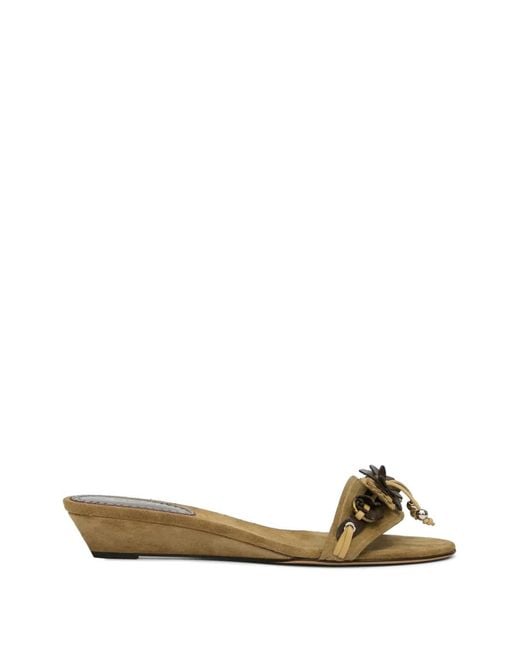 Isabel Marant Metallic Iela Decorated-Strap Wedge Mules