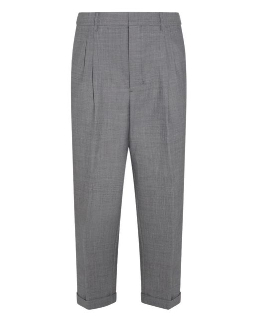 AMI Gray Tailored Tapered Cropped Trousers for men